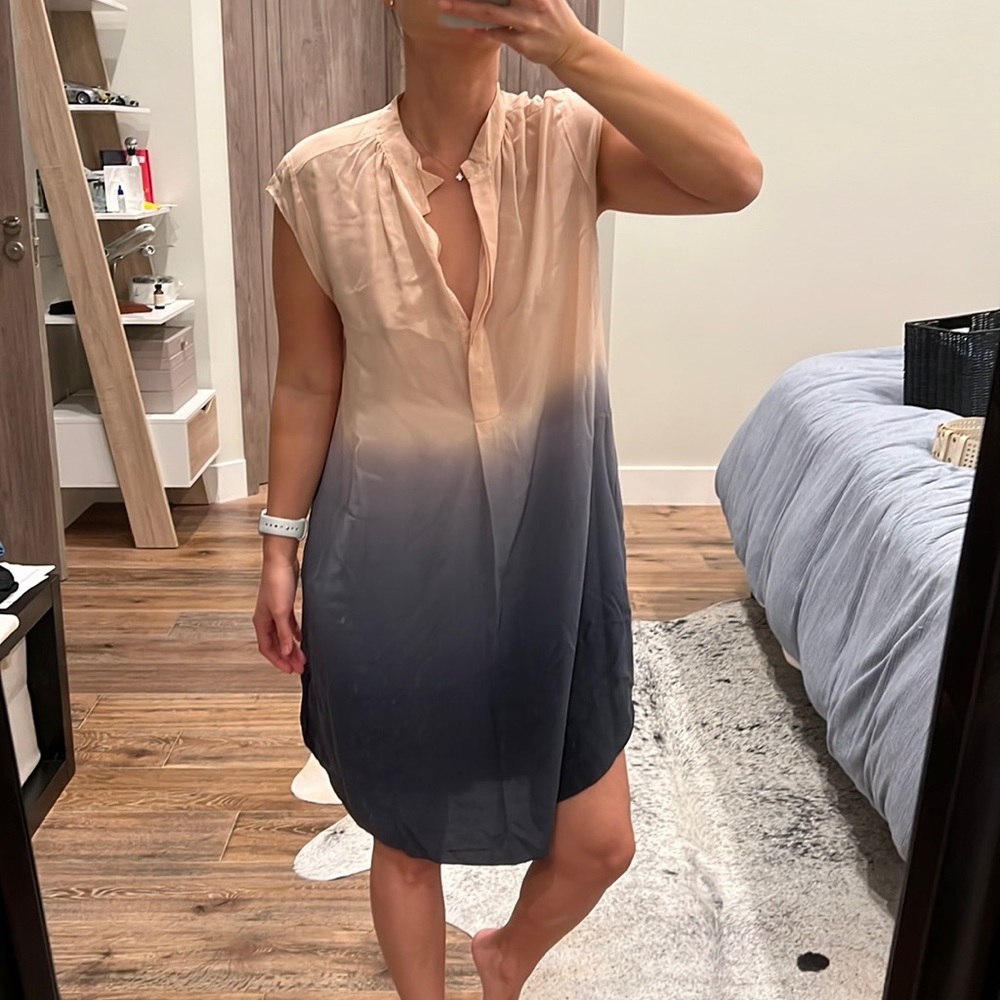 Rebecca Taylor 100% silk ombré shirt dress 6